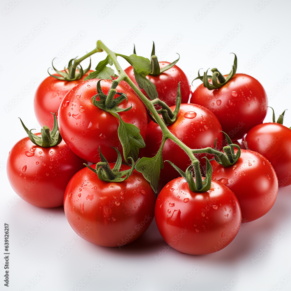 Spicy red tomatoes on a white background