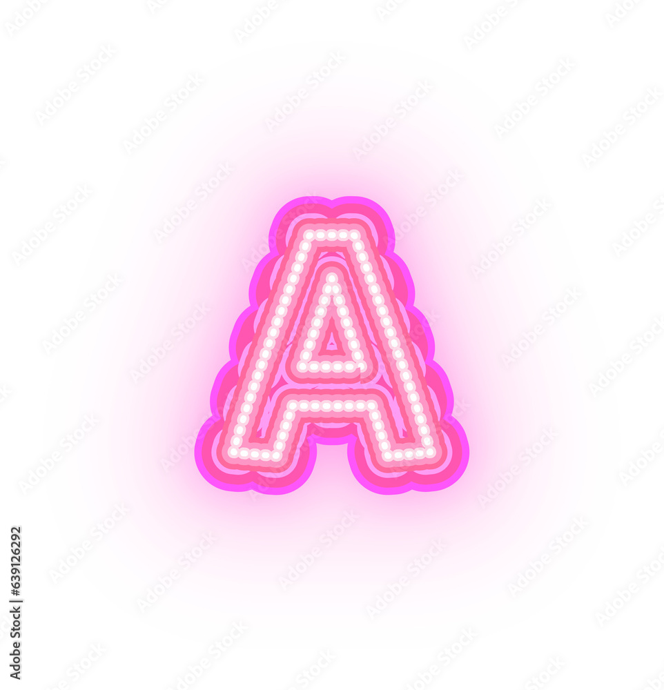Pink Neon Alphabet Letters, Numbers, And Signs On a Transparent Background Pink Neon Alphabet Letters, Numbers, And Signs On a Transparent Background