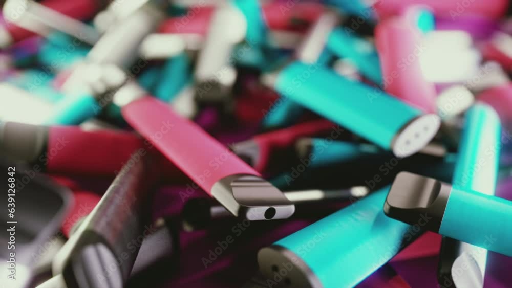 Waste of Disposable Vapes Pens. Environmental Impact of Vaping. 3D