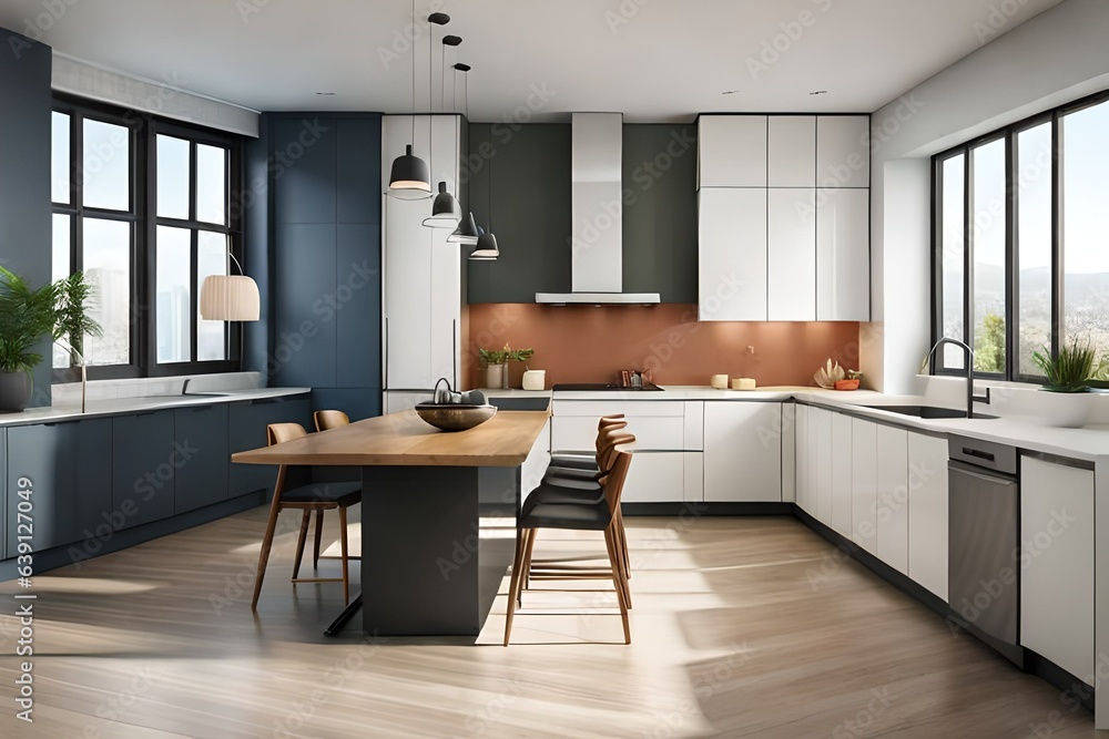 Fototapeta premium modern kitchen interior generated ai