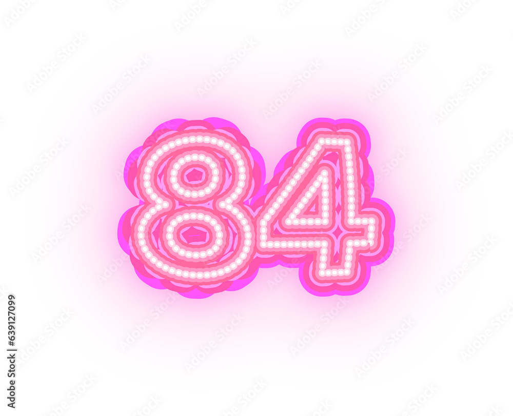 Pink Neon Alphabet Letters,  Numbers, And Signs On a Transparent Background