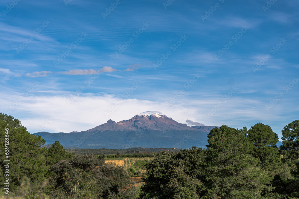 Geological Wonder: Iztaccíhuatl Volcano Captured on a Sunny Day in Mexico