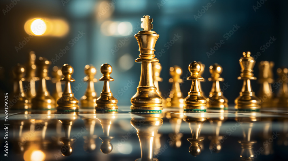 Golden queen stands as the leader on the chessboard in a game symbolizing business strategy, success, management, and modern leadership concepts, including disruption and planning.
Generative AI Golden queen stands as the leader on the chessboard in a game symbolizing business strategy, success, management, and modern leadership concepts, including disruption and planning.
Generative AI