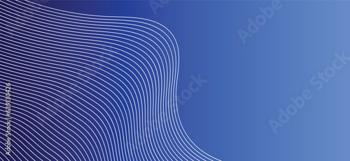 futuristic blue wave background. Blue minimal round lines abstract background. Thin line wavy abstract vector background. Curve wave seamless pattern. Line art striped graphic template