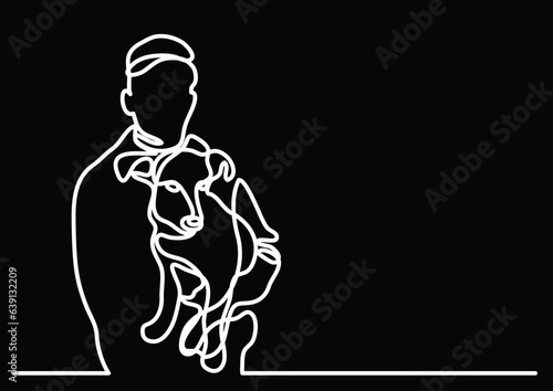 continuous line drawing vector illustration with FULLY EDITABLE STROKE of dog cat as a concept of pet animals