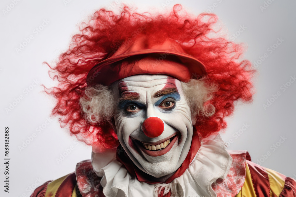 a smiling clown isolated on white background. Generative Ai a smiling clown isolated on white background. Generative Ai
