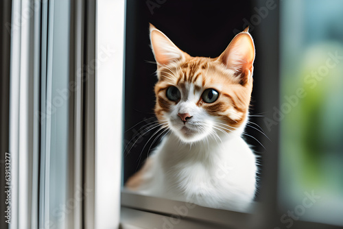 a cat looking at the window