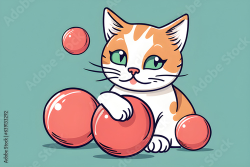 a cat playing with a ball