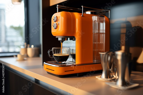 Coffee machine with cups, 3d illustration