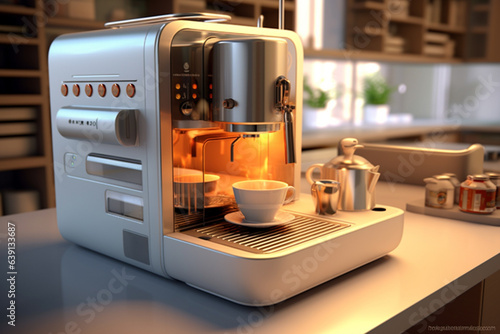 Coffee machine with cups  3d illustration