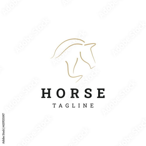Horse line art logo icon design template