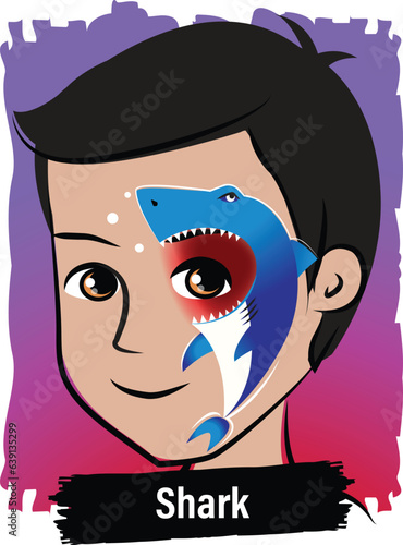 Face-Painting Creative Card Design- Shark	