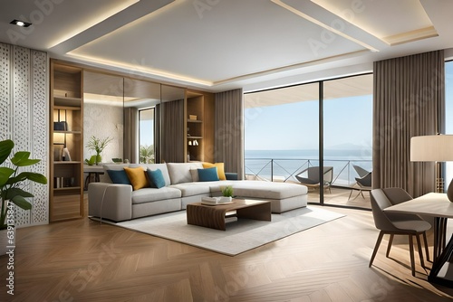 modern apartment living room design, Generative Ai 