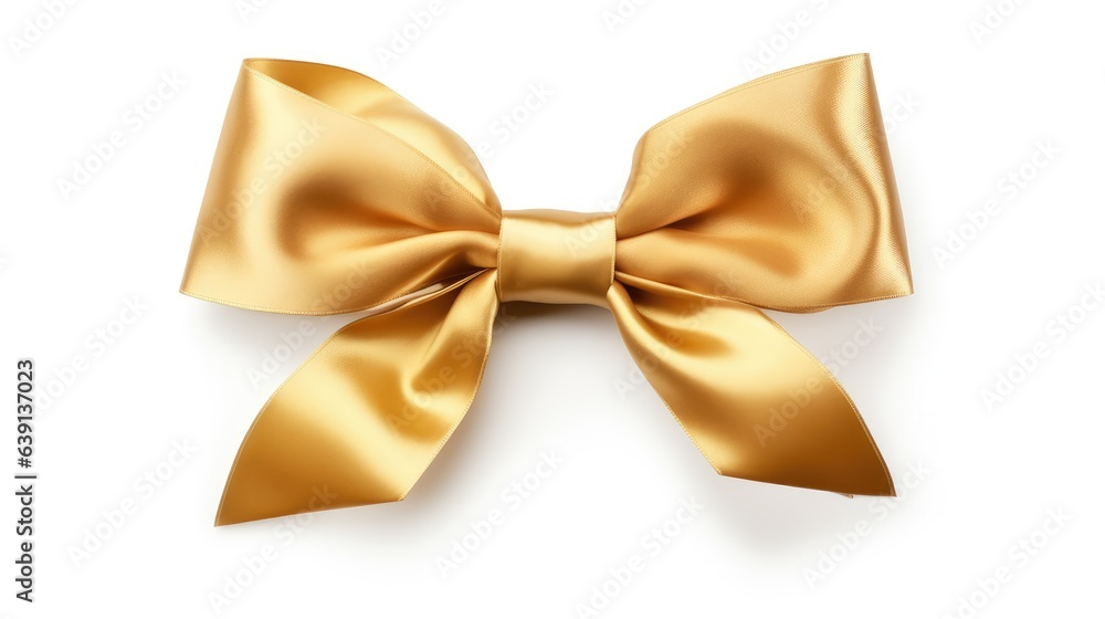 Golden bow isolated on white background