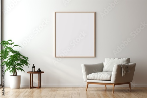 Mock up poster frame in modern interior home background