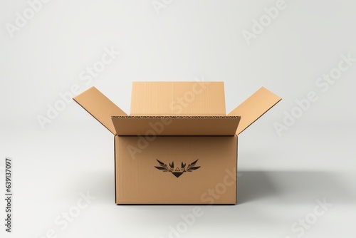 Open cardboard box mockup on a white background © Mr. Muzammil