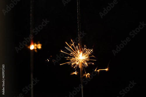Sparklers with copy space on black background