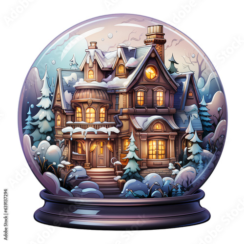 Christmas House snow globe transparent background © Agnieszka