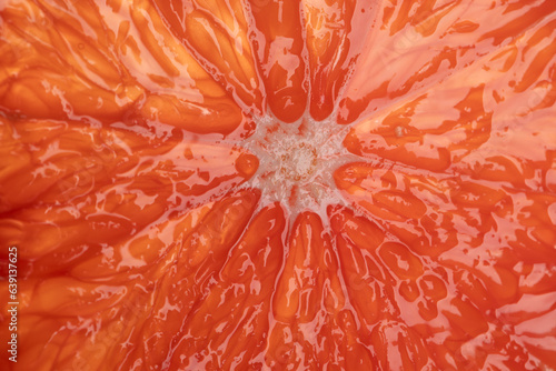 Micro close up of sliced red grapefruit and copy space © vectorfusionart
