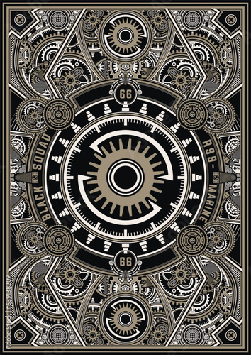 Steampunk Retro Vector Poster Template Vector EPS