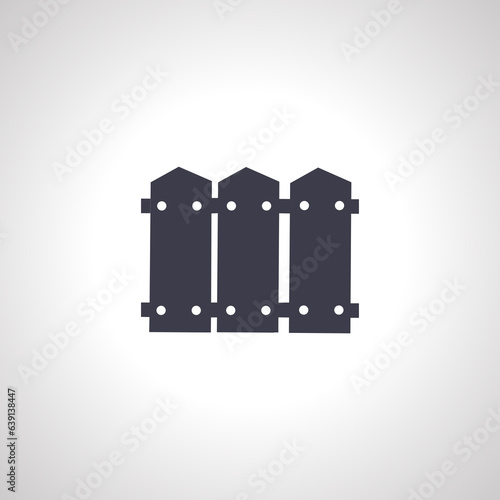Plank fence icon, wooden fence isolated icon