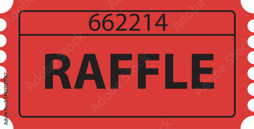 red raffle ticket icon. raffle sign. raffle ticket symbol. flat style. photo