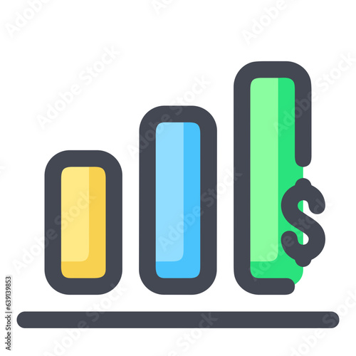 Business chart icon symbol image vector. Illustration of growth diagram data graphic pictogram infographic design image