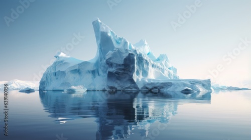 Collapsing iceberg reflecting melting polar ice crisis   generative AI © ArtisanSamurai