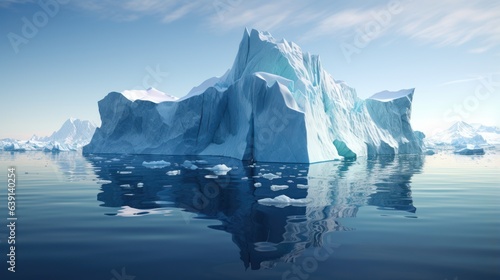 Collapsing iceberg reflecting melting polar ice crisis   generative AI © ArtisanSamurai