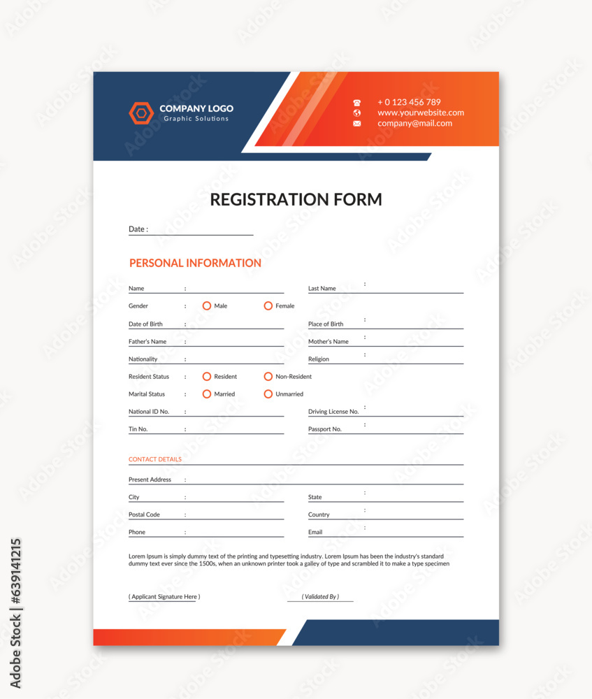 Vector admission form, illustration of application form, registration form, registration Vector admission form, illustration of application form, registration form, registration