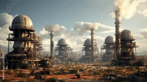 Industrial chimneys polluting the environment   generative AI