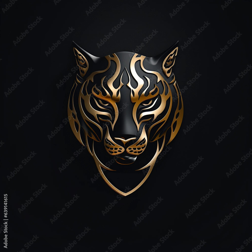 Black and Gold Panther Head Icon Black and Gold Panther Head Icon