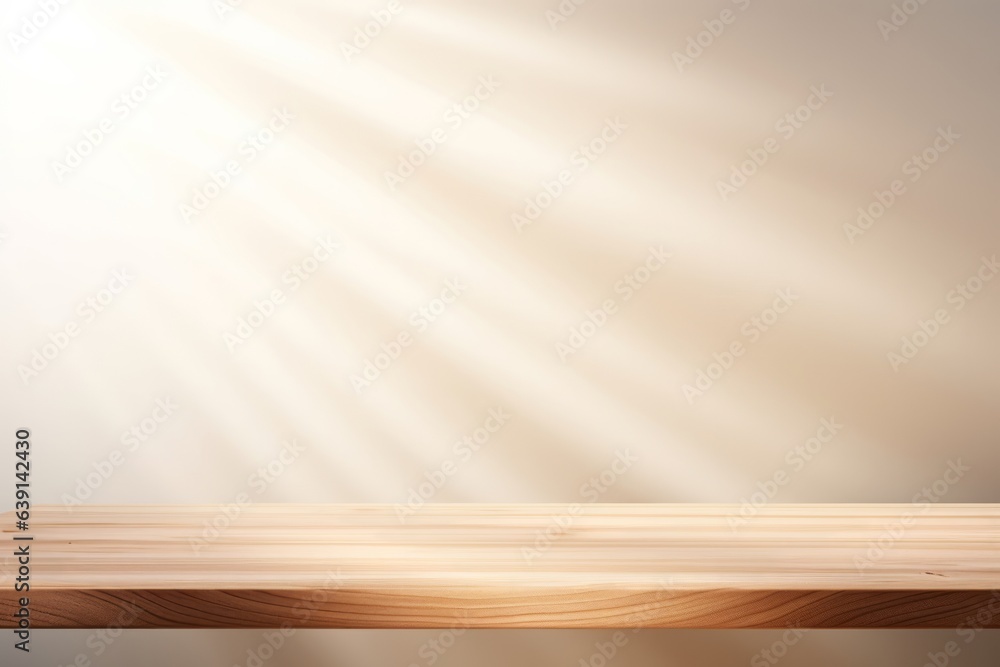 Empty or blank minimal wooden table counter, podium background for product demonstration