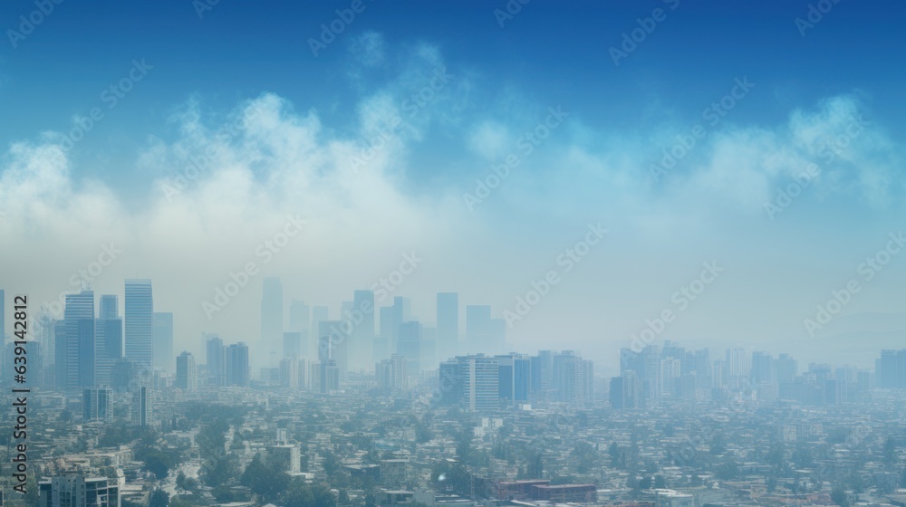Smog-filled sky replaced by clear blue expanse due to clean air initiatives | generative ai
