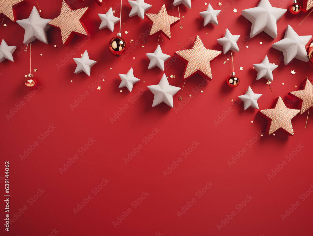 Christmas ornaments and star background with copy space, holiday and happy new year concept Christmas ornaments and star background with copy space, holiday and happy new year concept