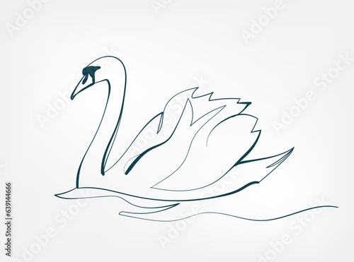 swan vector line art animal wild life single one line hand drawn illustration isolated