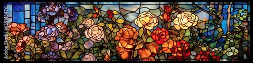 Stained Glass Window American 19th Century Style Floral © Kat