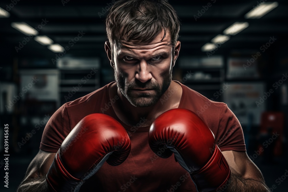 Boxer In A Classic Boxing Stance Ready To Fight, Generative AI