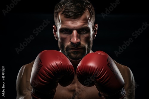  Boxer In A Classic Boxing Stance Ready To Fight, Generative AI © Shooting Star Std