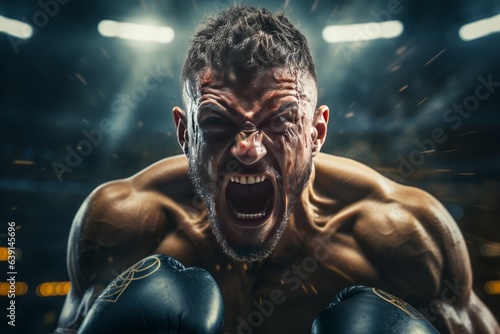 Boxer In The Ring Ready To Throw A Powerful Punch, Generative AI