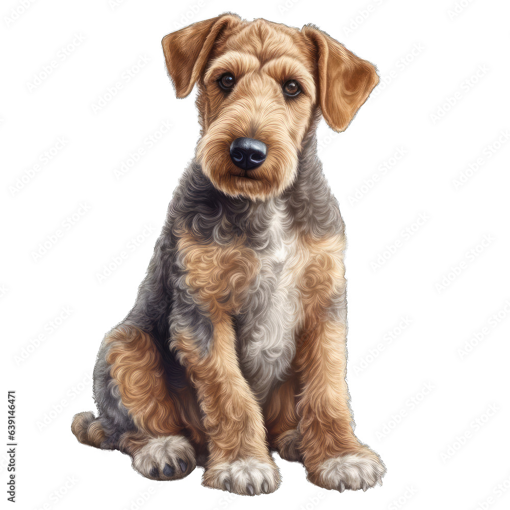 Cute Airedale Puppy Portrait isolated on transparent background png - Generative AI Cute Airedale Puppy Portrait isolated on transparent background png - Generative AI