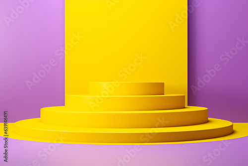 3d render, abstract minimal background yellow steps, stairs isolated