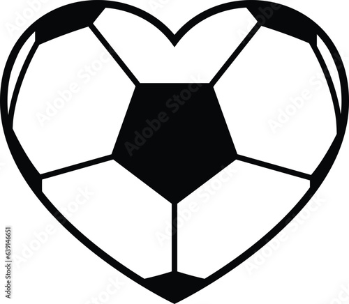 Soccer ball shaped heart clipart vector.  Heart with football symbol