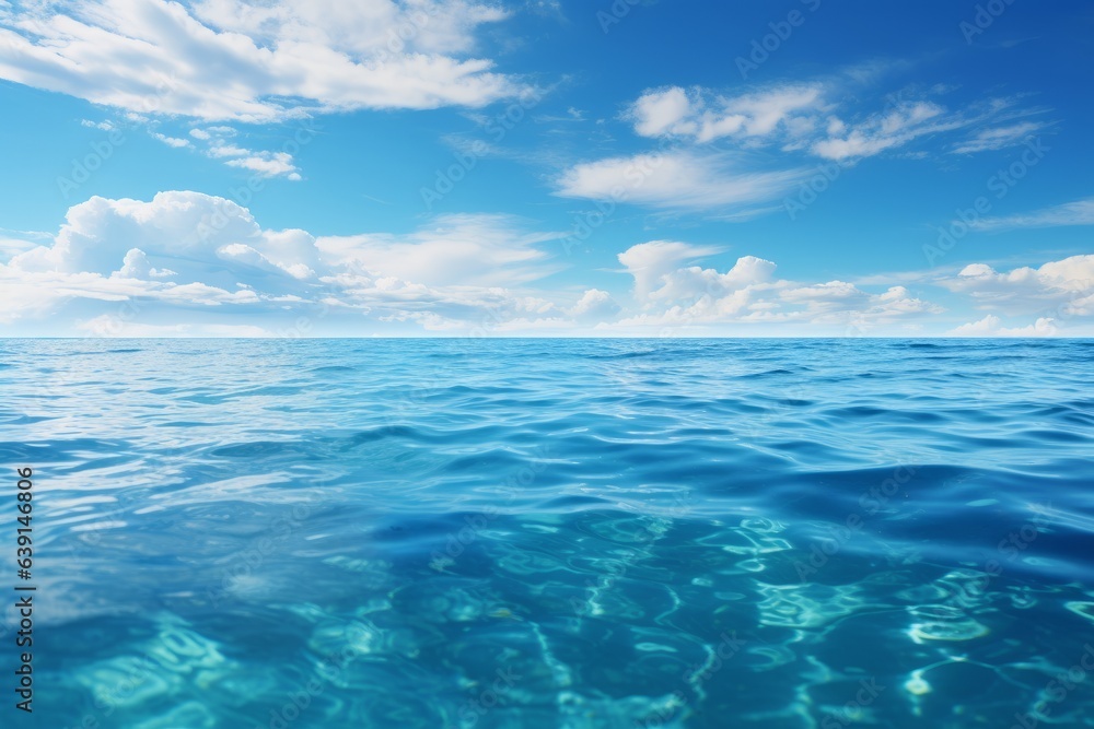 Obraz premium Sea Water Horizon Meeting The Sky, Generative AI