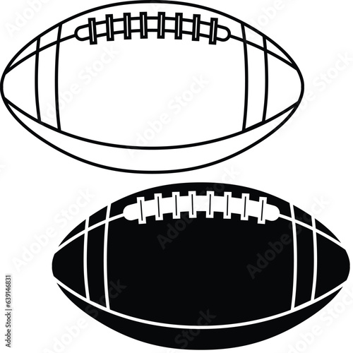 Black and white american football ball vector ilustration. Ball silhouettes