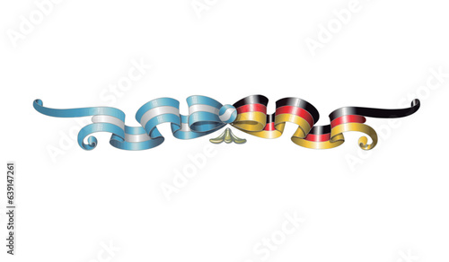 Argentinean German flag ribbon illustrated with the argentine style drawing of Fileteado Porteño technic
