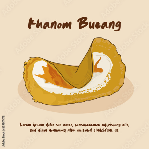 Hand drawn Thailand traditional food khanom Bueang illustration