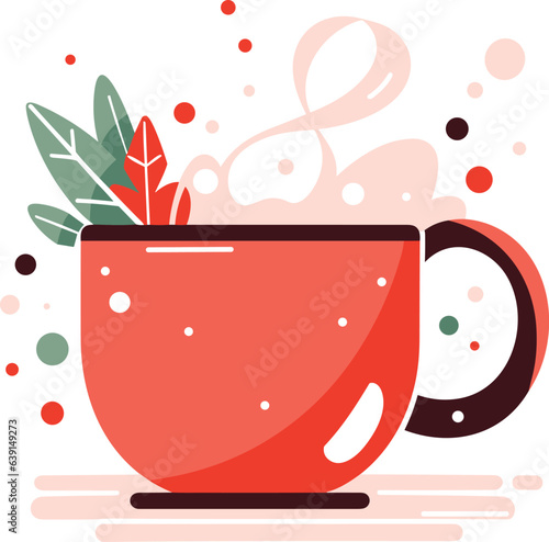 Fotografia, Obraz Hand Drawn Christmas coffee mug in flat style