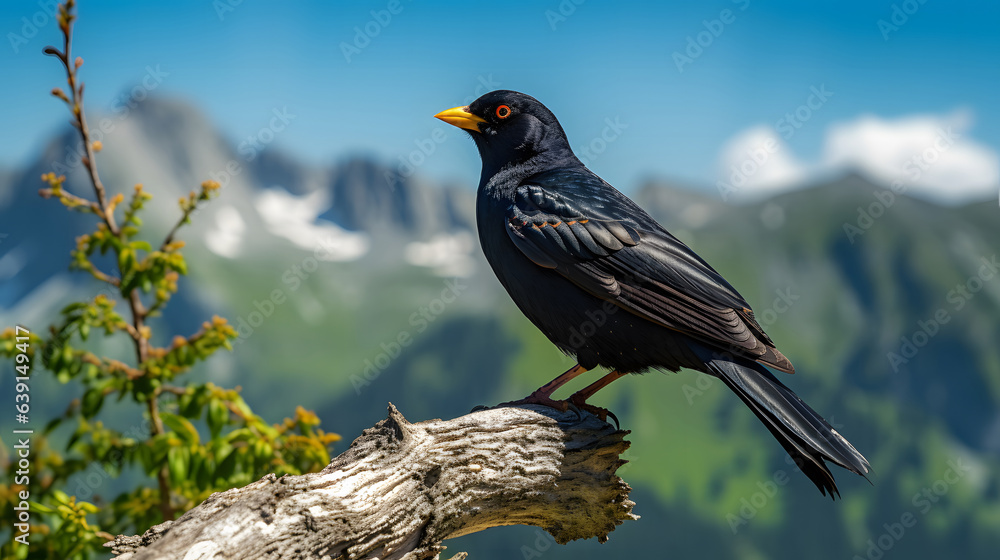 black bird with yellow beak black bird with yellow beak