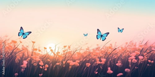 Wallpaper Mural Floral bliss. Dancing butterflies in summer meadow. Nature palette. Vibrant meadow blooms. Butterfly and flowers Torontodigital.ca